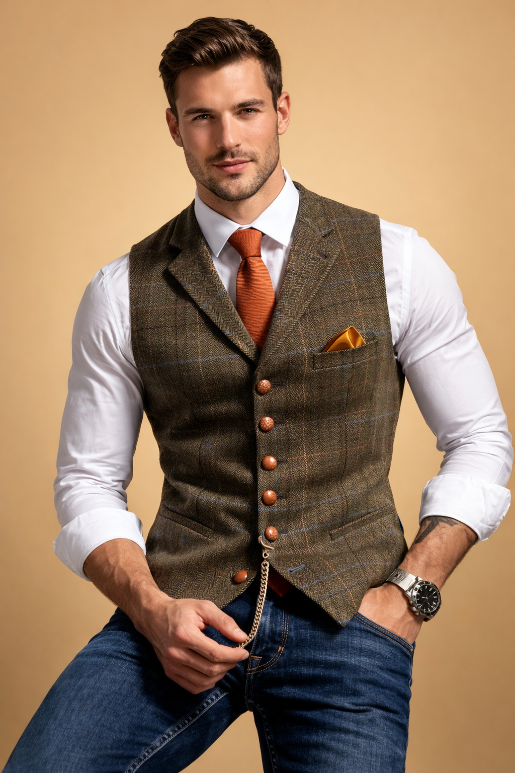 Henry | Men's Tailored Fit Button Front Formal Waistcoat Vest