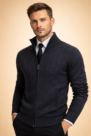 Landon | Men's Quilted Zip-Up Knit Vest Sweater