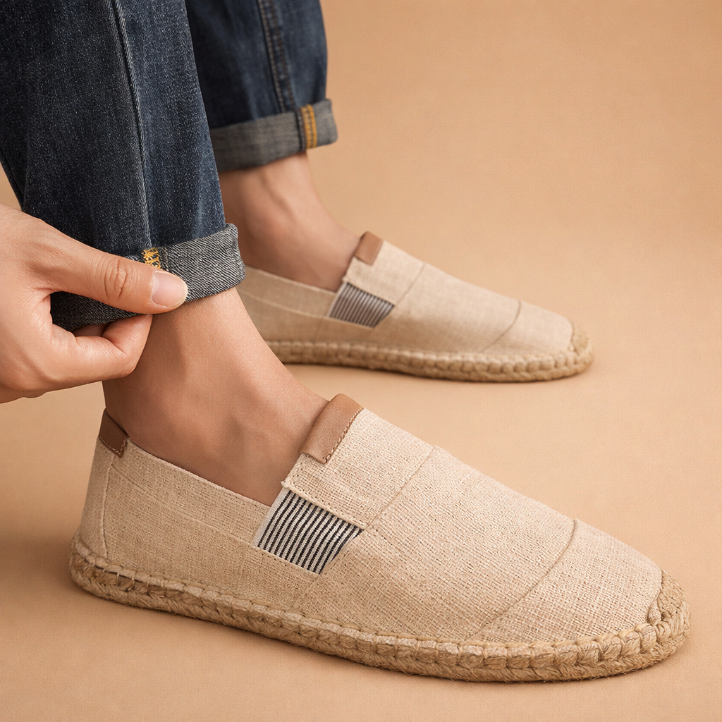 european-studio-model-beige-linen-espadrilles-caramel-sand-background-shopify-product-shot.png