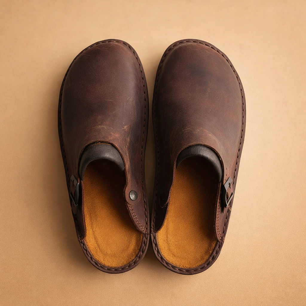 Arthur | Men's Comfortable Slip-On Clogs Leather with Adjustable Strap