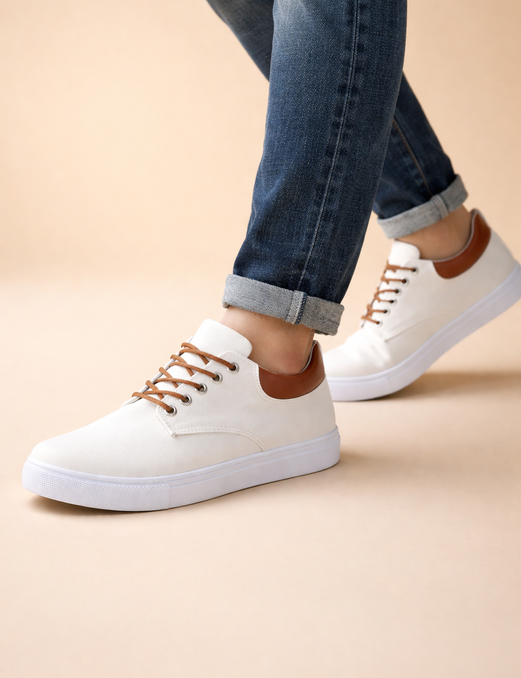 european-studio-model-wearing-red-canvas-low-top-sneakers-caramel-sand-backgrou.png