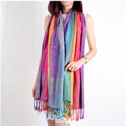 Women's Elegant Jacquard Scarf Lightweight Linen