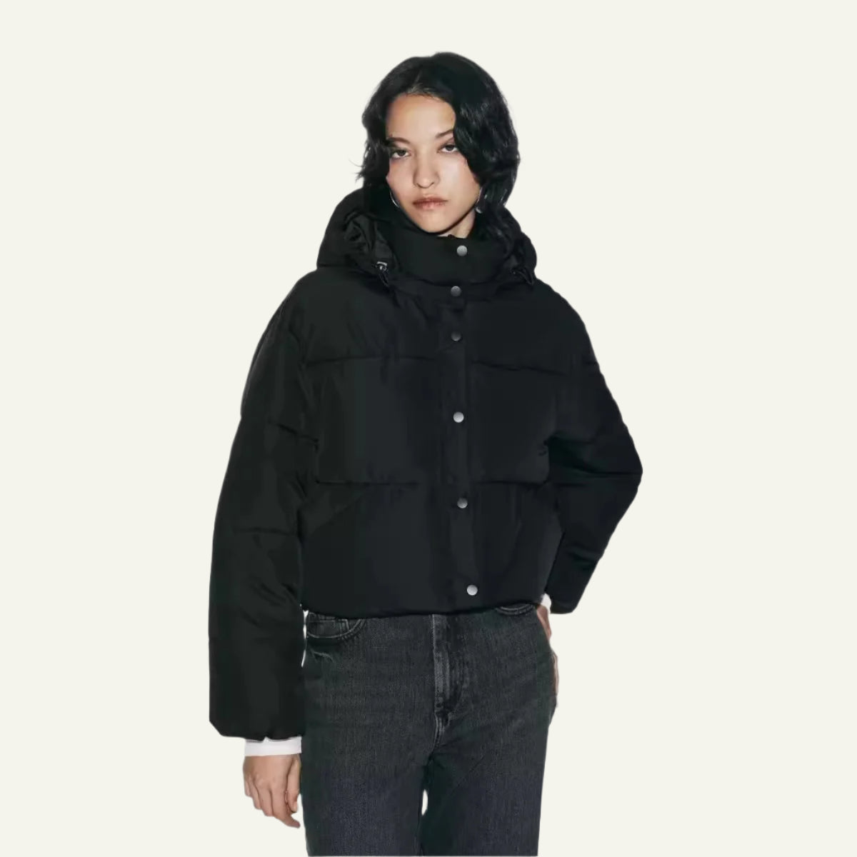 Women's Black Puffer Jacket Lightweight Warm Insulating Winter Coat