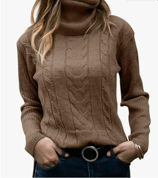 Women's Cable Knit Turtleneck Sweater - Cozy & Stylish Fall Sweater for Women