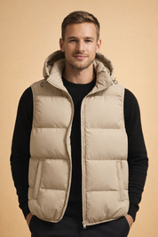 Ronan | Men's Hooded Quilted Puffer Vest with Front Zip