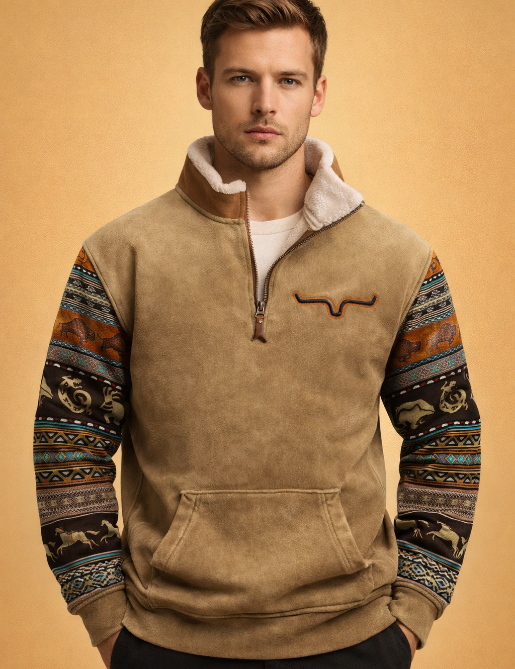 Wyatt | Men's Quarter Zip Patterned Knit Pullover Sweater