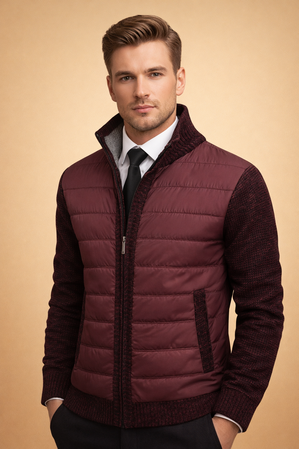 Landon | Men's Quilted Zip-Up Knit Vest Sweater