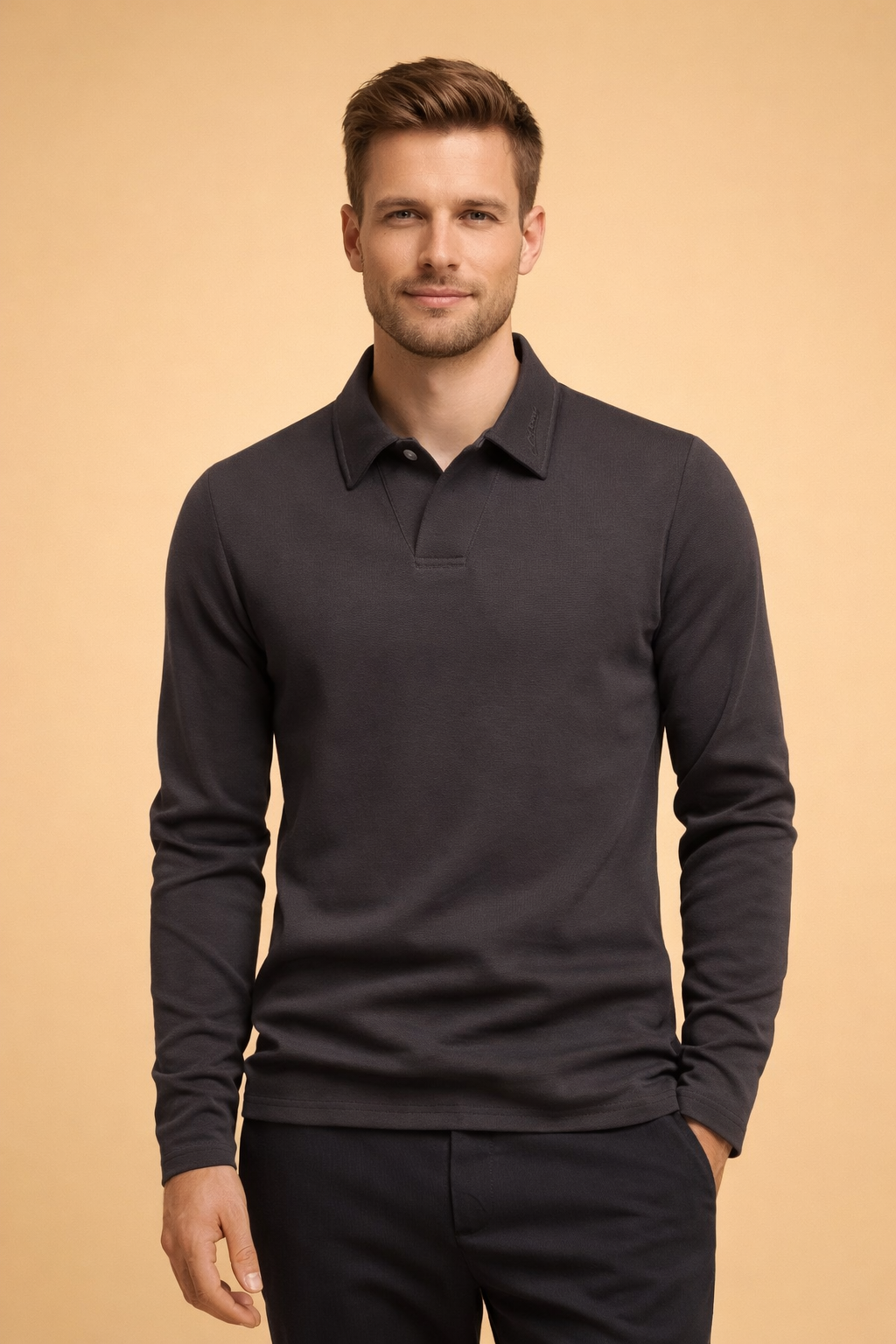 Rafael | Men's long-sleeved polo shirt with classic collar