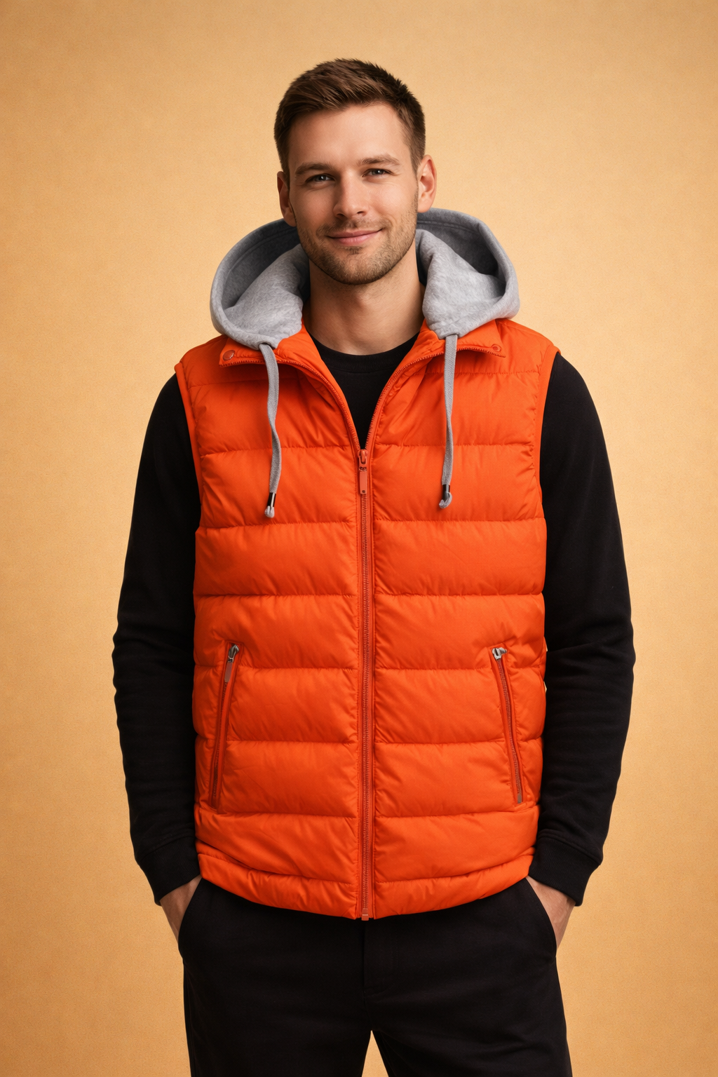 Damien | Men's Casual Light Padded Vest Jacket with Removable Hood Urban Style