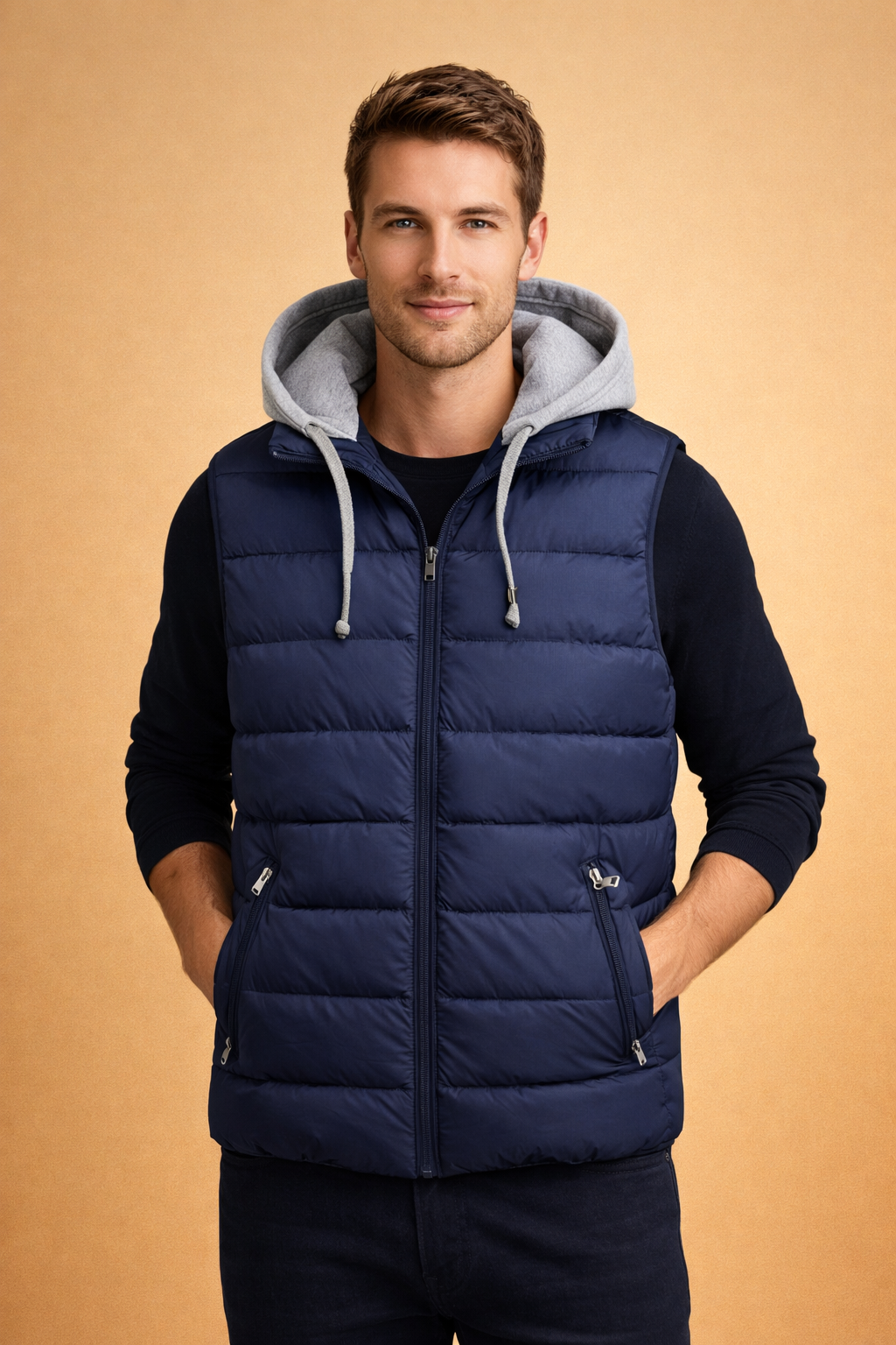 Damien | Men's Casual Light Padded Vest Jacket with Removable Hood Urban Style
