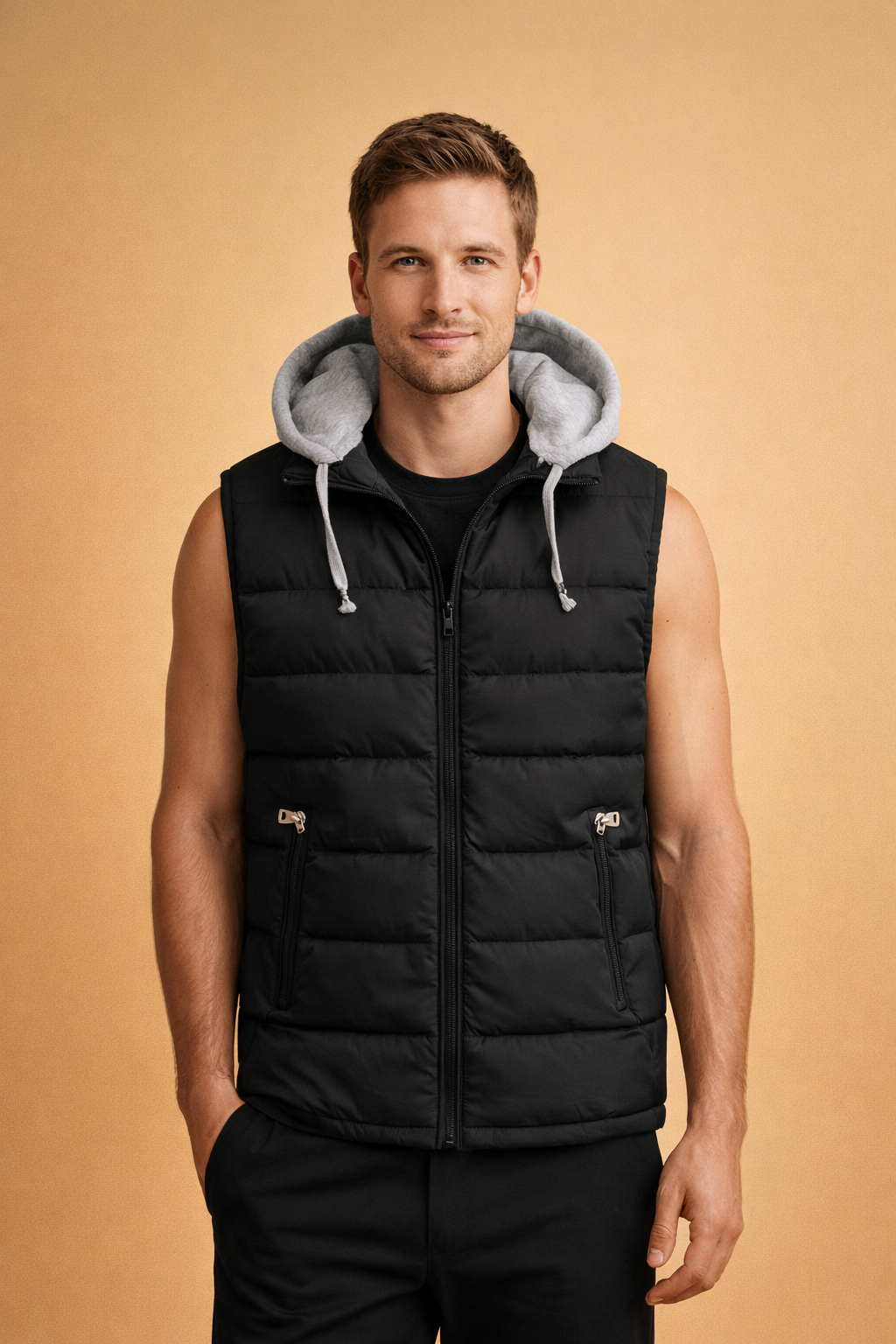Damien | Men's Casual Light Padded Vest Jacket with Removable Hood Urban Style