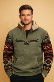 Wyatt | Men's Quarter Zip Patterned Knit Pullover Sweater