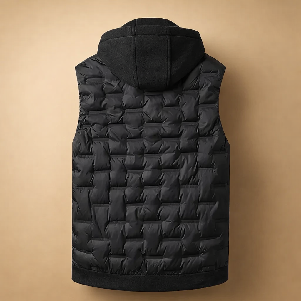 Ron | Men's Insulated Quilted Puffer Vest with Hood Comfortable Down Material