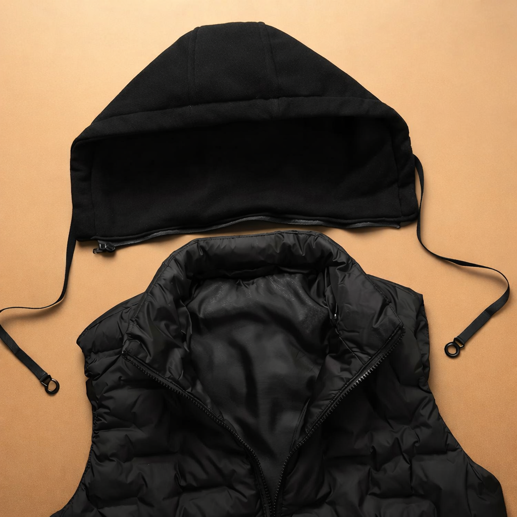 Ron | Men's Insulated Quilted Puffer Vest with Hood Comfortable Down Material