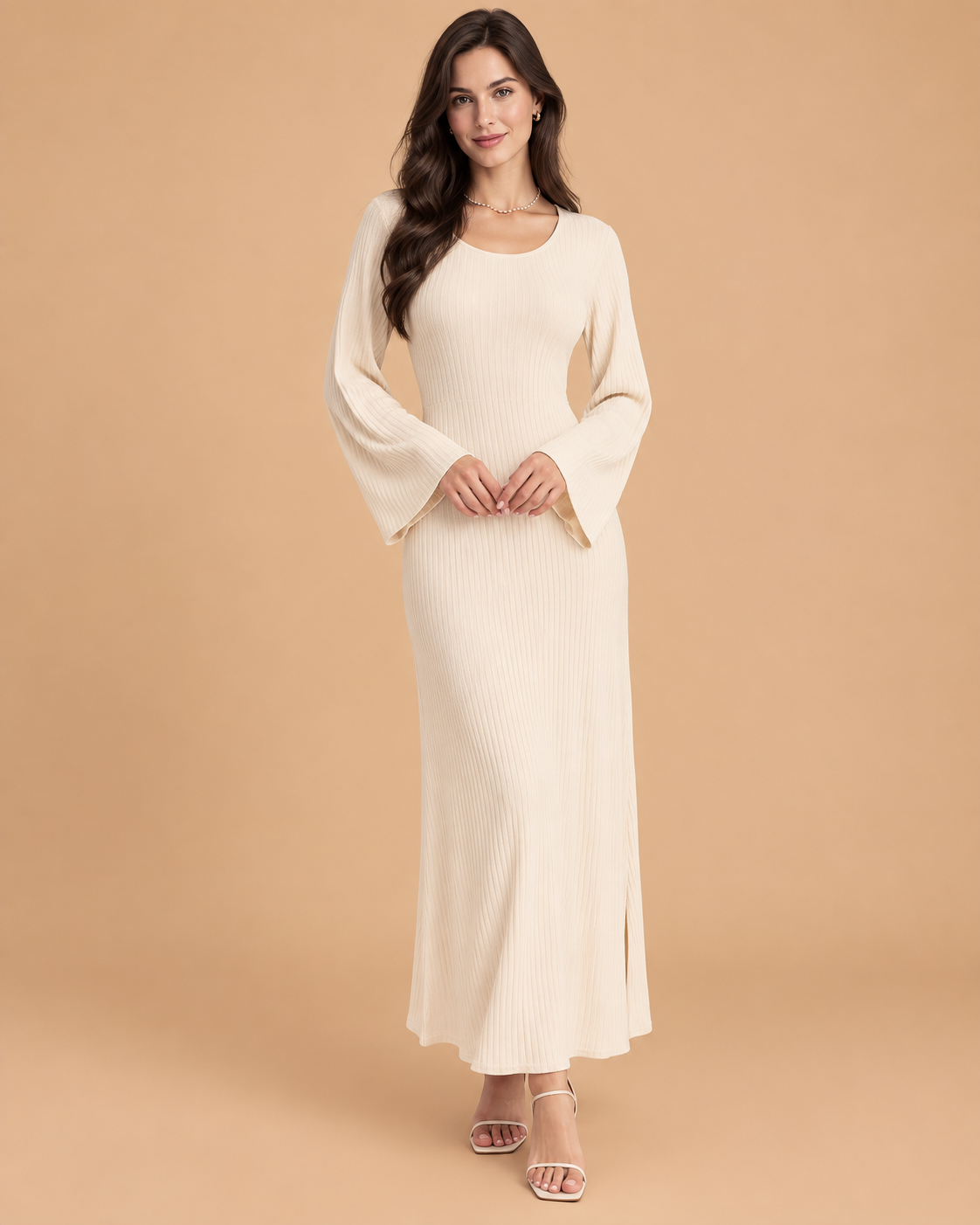Allyson | Women's Long Puff Sleeve Sweater Dress