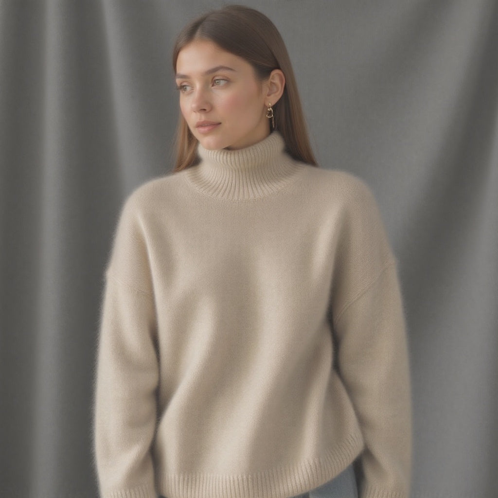 Women's Oversized Turtleneck Sweater Comfortable Cashmere
