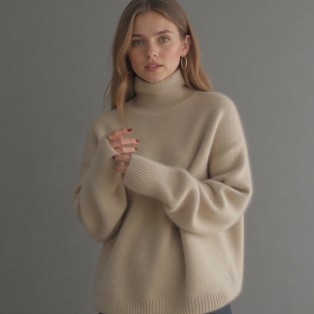 Women's Oversized Turtleneck Sweater Comfortable Cashmere