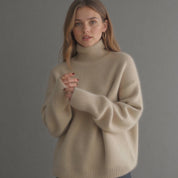 Women's Oversized Turtleneck Sweater Comfortable Cashmere