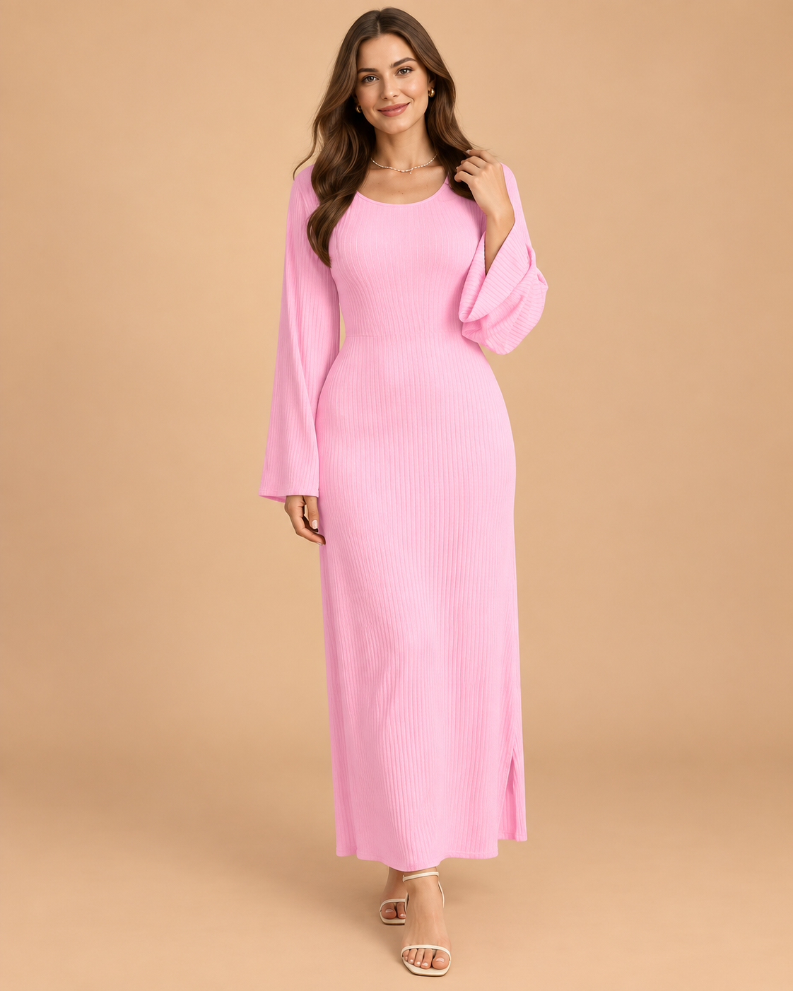Allyson | Women's Long Puff Sleeve Sweater Dress