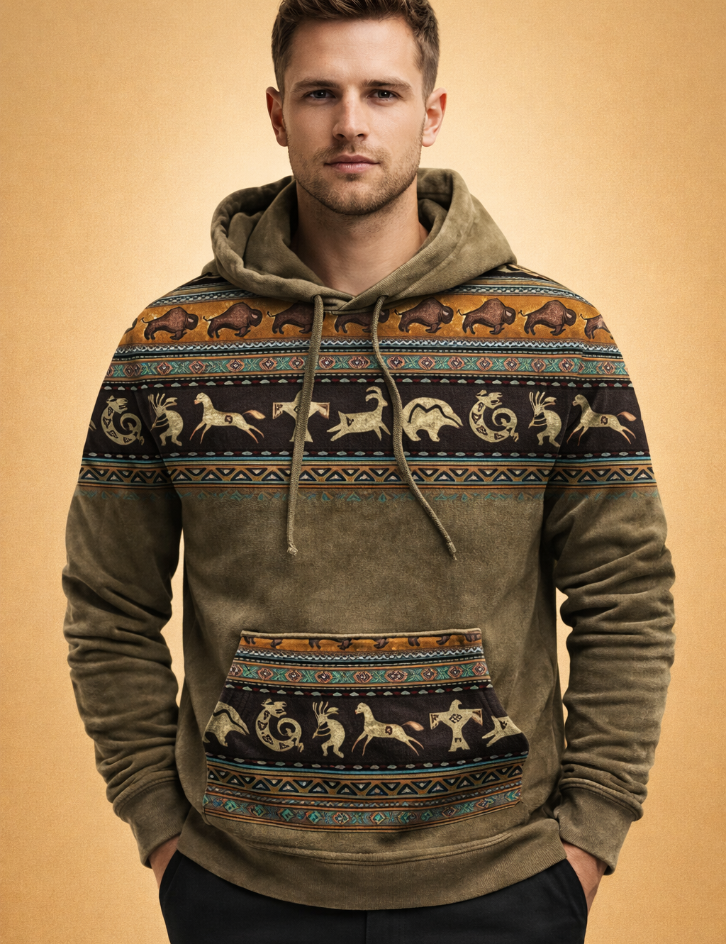 Asher | Men's Patterned Pullover Hoodie Sweatshirt
