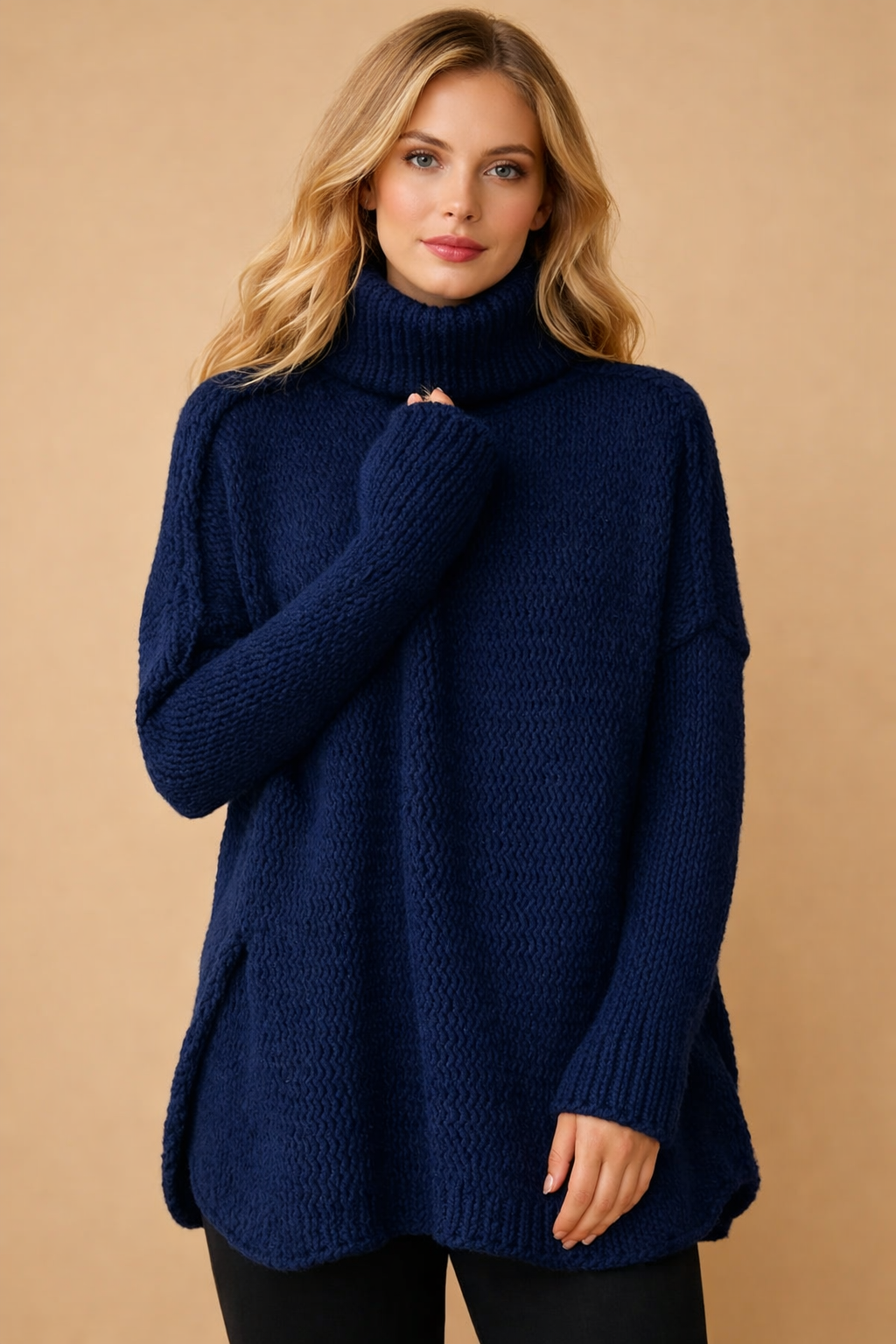 Kalina | Turtleneck tunic sweater with a loose fit