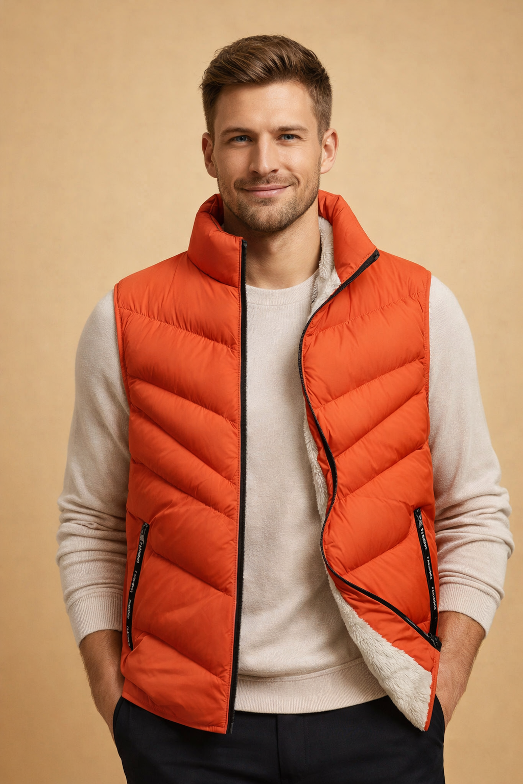 Preston | Men's Insulated Puffer Vest with Stand Collar and Zip Pockets