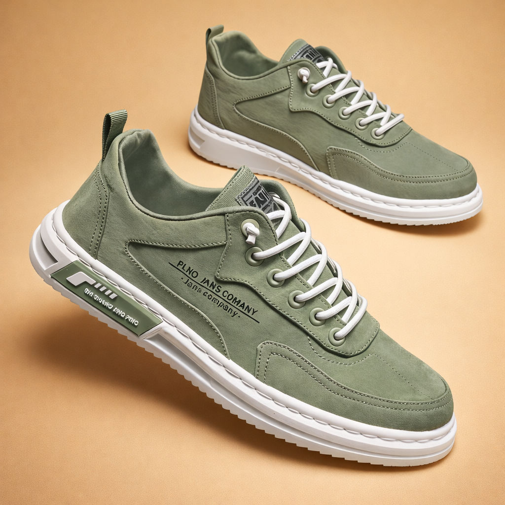 sage-green-suede-sneakers-studio-editorial-pose-caramel-sand-background.png