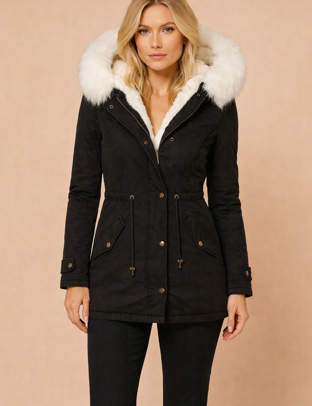 Rebecca | Hooded Waist-Cinched Winter Parka Jacket