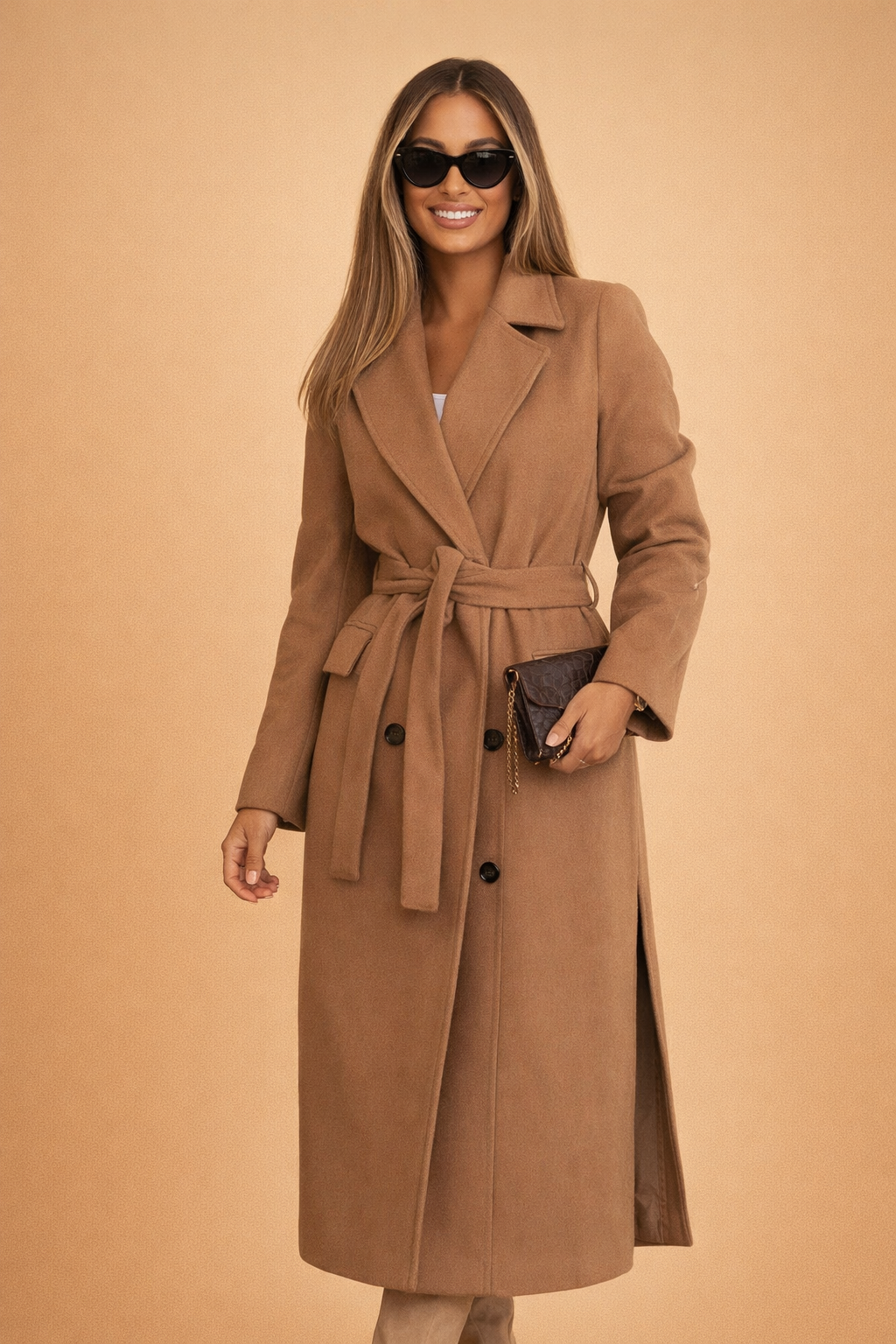 Patricia | Tailored Belted Longline City Coat