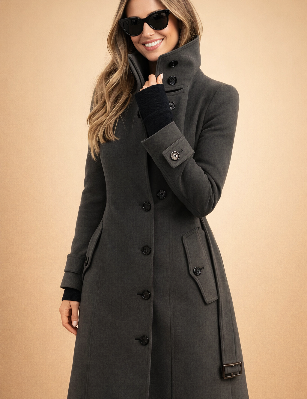 Amelia | Double-breasted coat with a high stand-up collar