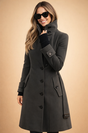 Amelia | Double-breasted coat with a high stand-up collar