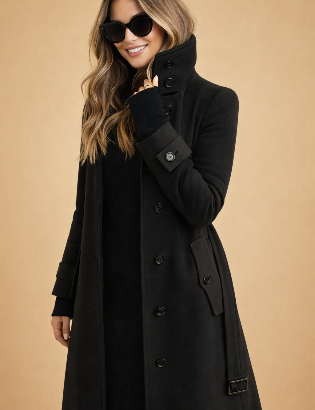 Amelia | Double-breasted coat with a high stand-up collar