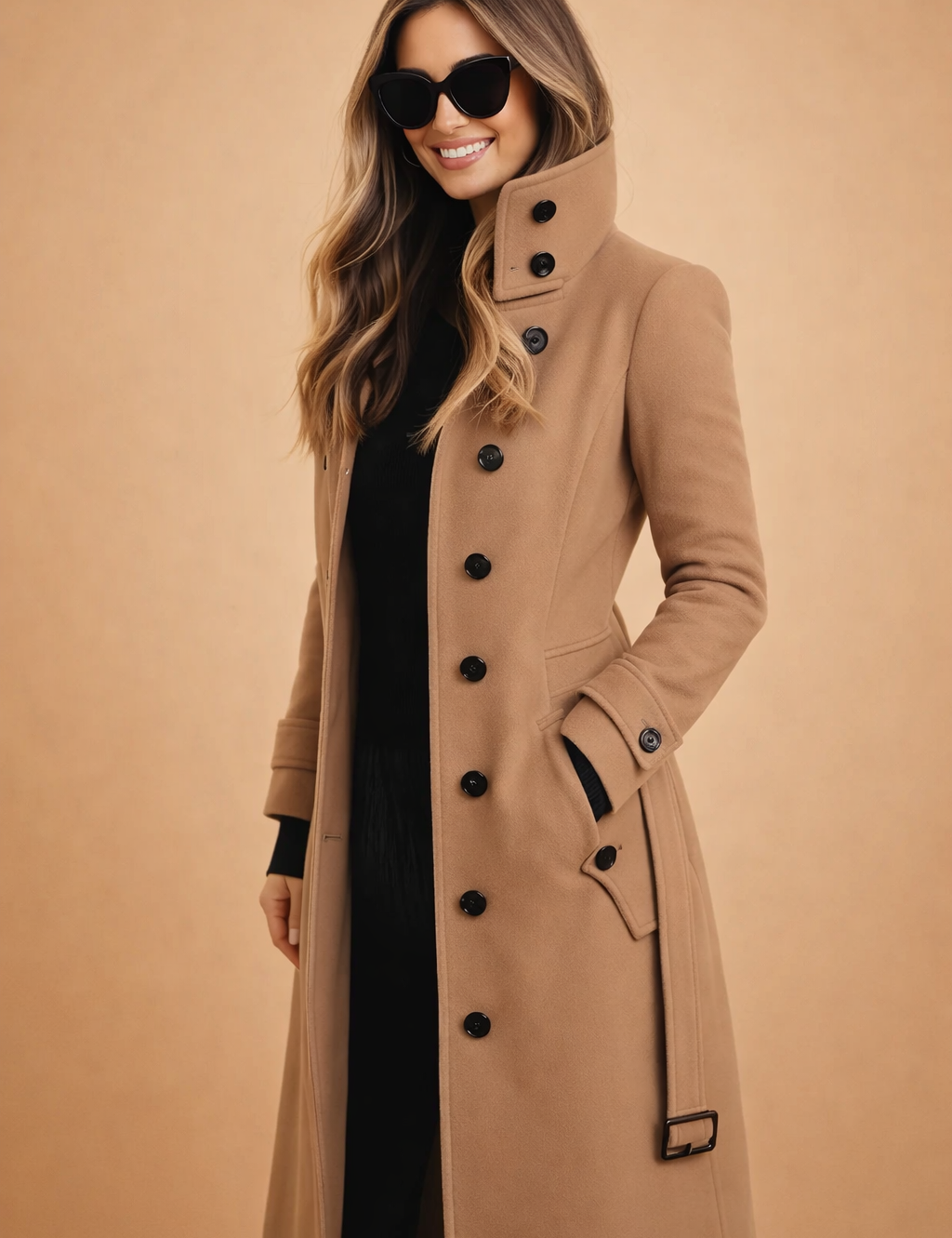 Amelia | Double-breasted coat with a high stand-up collar
