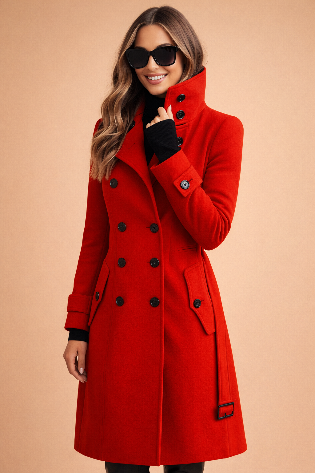 Amelia | Double-breasted coat with a high stand-up collar